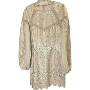 ASOS Cream Faux Leather Embroidered Mini Dress sz 10